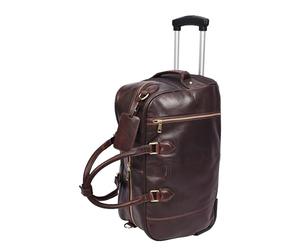 Genuine Leather Wheeled Holdall Duffel Weekend Overnight Bag Whitby (Brown)