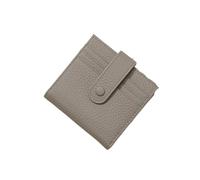 Genuine Leather Women Blocking Ultra-Thin Mini Short Wallet Small Women's Two-fold Purse with 9 Cards Slots, 1 Coin Pocket(Grey)