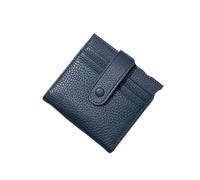 Genuine Leather Women Blocking Ultra-Thin Mini Short Wallet Small Women's Two-fold Purse with 9 Cards Slots, 1 Coin Pocket(BLUE2)