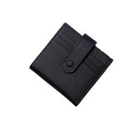 Genuine Leather Women Blocking Ultra-Thin Mini Short Wallet Small Women's Two-fold Purse with 9 Cards Slots, 1 Coin Pocket(Black)