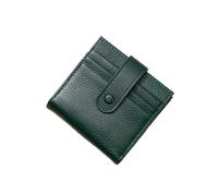 Genuine Leather Women Blocking Ultra-Thin Mini Short Wallet Small Women's Two-fold Purse with 9 Cards Slots, 1 Coin Pocket(Dark Green)