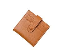 Genuine Leather Women Blocking Ultra-Thin Mini Short Wallet Small Women's Two-fold Purse with 9 Cards Slots, 1 Coin Pocket(Orange)