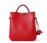 Genuine leather women's 2025 handbag women's large versatile shoulder atmospheric cowhide mother crossbody bag, Red
