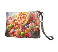 Genuine Leather Wristlet Clutch Wallet for Women Men Rainbow Candy Purses Travel Phone Organizer Handbag