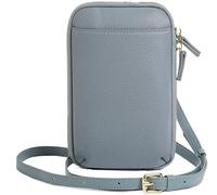 Genuine Leather Zipper Mobile Phone for Women Crossbody Purse Wallet Small Shoulder(Lt Blue)