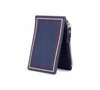 Genuine Leather Zipper Simple Trendy Ultra-Thin Wallet First Layer Cowhide Folding Card Holder Cute Coin Purse Women Clutch Bag, Blue, One Size