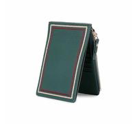 Genuine Leather Zipper Simple Trendy Ultra-Thin Wallet First Layer Cowhide Folding Card Holder Cute Coin Purse Women Clutch Bag, Green, One Size, Minimalist