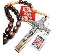Genuine Made in Italy Blessed by Pope Francis Rosary Necklace rosary for car rearview mirror rosarios catolicos para hombre Medal Cross Saint Benedict Patron Saint of Students, Christian Values Honor
