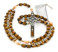 Genuine Made in Italy Blessed by Pope Francis Rosary Necklace rosary for car rearview mirror rosarios catolicos para hombre Medal Cross Saint Benedict Patron Saint of Students, Christian Values Honor