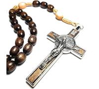 Genuine Made in Italy Blessed by Pope Francis Rosary Necklace rosary for car rearview mirror rosarios catolicos para hombre Medal Cross Saint Benedict Patron Saint of Students, Christian Values Honor