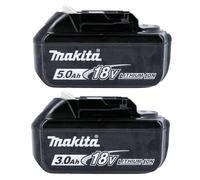 Genuine Makita 18V Batteries - 1x 5.0Ah BL1850 1x 3.0Ah BL1830 LXT Star Battery
