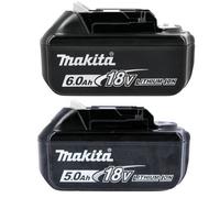 Genuine Makita 18V Batteries - 1X 6.0Ah Bl1860 1X 5.0Ah Bl1850 Lxt Star Battery
