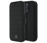 Genuine Mercedes Leather Waves Bookcase Case for iPhone 16 Pro Max