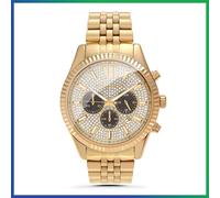 Genuine MICHAEL KORS Lexington MK8494 Crystal Gold 45mm Mens Fashion Wrist Watch