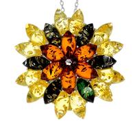 Genuine Mix Baltic Amber & Sterling Silver Unusual Pendant without Chain - 1702