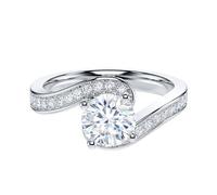 Genuine Moissanite Sterling Silver 1CT Hold My Hand Twisted Swirled Wrapped Promise Engagement Bridal Ring For Her (O)