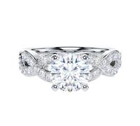 Genuine Moissanite Sterling Silver 1CT Round Brilliant Cut Twisted Infinity Split Shank Promise Ring Engagement Ring For Women (N)
