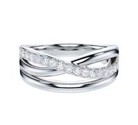 Genuine Moissanite Sterling Silver 7.5mm Criss Cross Over Infinity Unisex Band Wedding Ring For Couples (O)