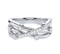 Genuine Moissanite Sterling Silver 7.5mm Wide Unisex Criss Cross Small Bubbles Fashion Cocktail Ring Wedding Band (J)