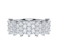 Genuine Moissanite Sterling Silver 8mm Paved Honeycomb Cluster Sparkling Promise Ring Wedding Ring For Her (L)