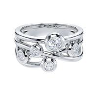 Genuine Moissanite Sterling Silver Bubble Cocktail Split Interlaced Vine Shank Fashion Anniversary Promise Ring Wedding Band (O)