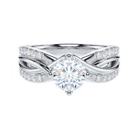 Genuine Moissanite Sterling Silver Fancy Split Intersecting Infinity Crisscross 1CT Promise Engagement Ring For Her (Q)