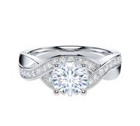 Genuine Moissanite Sterling Silver Infinite Love Twisted Wrapped 1CT Promise Engagement Bridal Ring For Her (M)