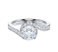 Genuine Moissanite Sterling Silver Take Me Out Swirled Wrapped 1CT Promise Engagement Bridal Ring For Her (P)
