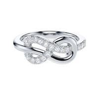Genuine Moissanite Sterling Silver Tie The Infinity Love Knot Intertwined Promise Ring Engagement Ring Bridal Ring (K)