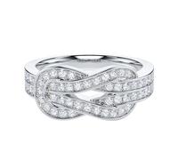 Genuine Moissanite Sterling Silver Tie The Love Knot Infinity Promise Ring Wedding Band For Women (K)