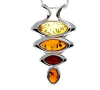 Genuine Multicoloured (Mix) Baltic Amber & Sterling Silver Modern Pendant without Chain - GL2017M