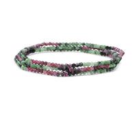 Bling Jewelry Genuine Natural Tiny Rose Ruby Green Zoisite Faceted Ombre Multicolor Petite Seed Caviar Rondelle Beads Stretch Bracelets for Women Teens Stackable Set of 3 Strands