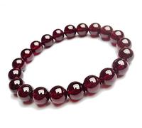 Genuine Natural Wine Red Garnet Gemstone Clear Round Beads Women Men Bracelet 7-10mm