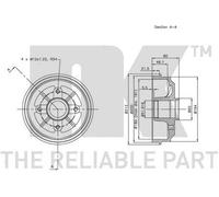 Genuine NK Rear Left Brake Drum for Peugeot 206 HDi 2.0 Litre (11/1999-11/2005)