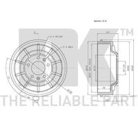 NK Brake Drum Rear 251912 - Fits Citroen Dispatch, Fiat Scudo, Peugeot Expert