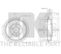 Brake Drum 254303 NK 1J0609617B Genuine Top Quality Guaranteed New
