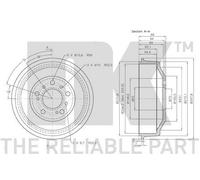 Brake Drum fits FIAT DUCATO 244, 250 2.3D Rear 2001 on NK 1313675080 4449694 New