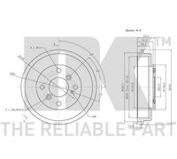 Genuine NK Rear Right Brake Drum for Ford Fiesta TDCi 68 1.4 (03/2009-12/2011)
