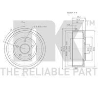 Genuine NK Rear Right Brake Drum for Ford Tourneo Connect TDCi 1.8 (6/02-12/09)