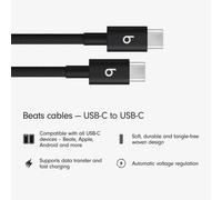Beats USB-C to USB-C Woven Cable, Fast Charging, Durable/Tangle-Free, Compatible Charger for Apple & Android Devices (1.5 m) - Bolt Black