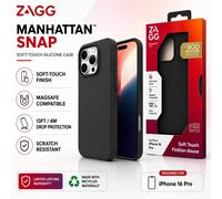 ZAGG Manhattan Snap Graphene-Reinforced Case for iPhone 16 Pro [6.3-Inch], MagSafe Compatible, Slim Soft Design, Secure Grip, Shockproof Phone Back Cover (Black)