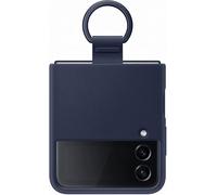 Genuine / Official Samsung Galaxy Z Flip4 Silicone Case / Cover with Ring Blue