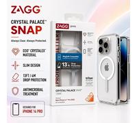 ZAGG Gear 4 Crystal Palace Snap D30 Protective Case Compatible with iPhone 14 Pro, 6.1 in, Hard Case, Slim, Shockproof, Wireless Charging, Lightweight, (Clear)