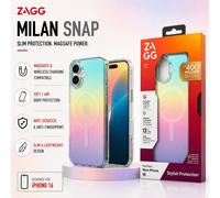 ZAGG Milan Snap Graphene-Reinforced Case for iPhone 16 [6.1-Inch], MagSafe Compatible, Anti-Yellowing, Slim Design, Secure Grip, Fashion-Forward, Shockproof Phone Back Cover (Iridescent)