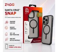 ZAGG Santa Cruz Snap Graphene-Reinforced Case for iPhone 16 Pro [6.3-Inch], MagSafe Compatible, Anti-Yellowing, Scratch-Resistant, Slim Design, Shockproof Phone Back Cover (Black)