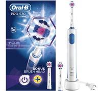 Genuine Oral B Pro 570 Electric Toothbrush Braun 3D White with 2 Refill Heads