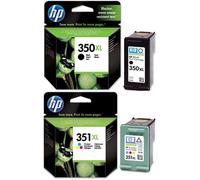 GENUINE ORIGINAL HP 350XL BLACK + HP 351XL COLOUR PRINTER INK CARTRIDGES G/TEED