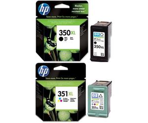GENUINE ORIGINAL HP 350XL BLACK + HP 351XL COLOUR PRINTER INK CARTRIDGES G/TEED