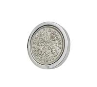 Genuine Polished 1960 Sixpence in Lapel Pin | 1960 anniversary, 65th birthday