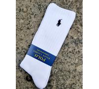 GENUINE : POLO RALPH LAUREN White Classic 86% Cotton CREW SOCKS ADULT RL13